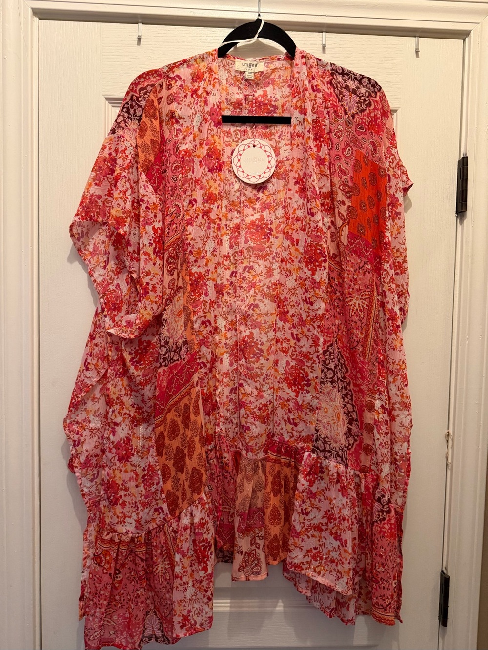 Umgee Pink & Coral Floral Patchwork Kimono